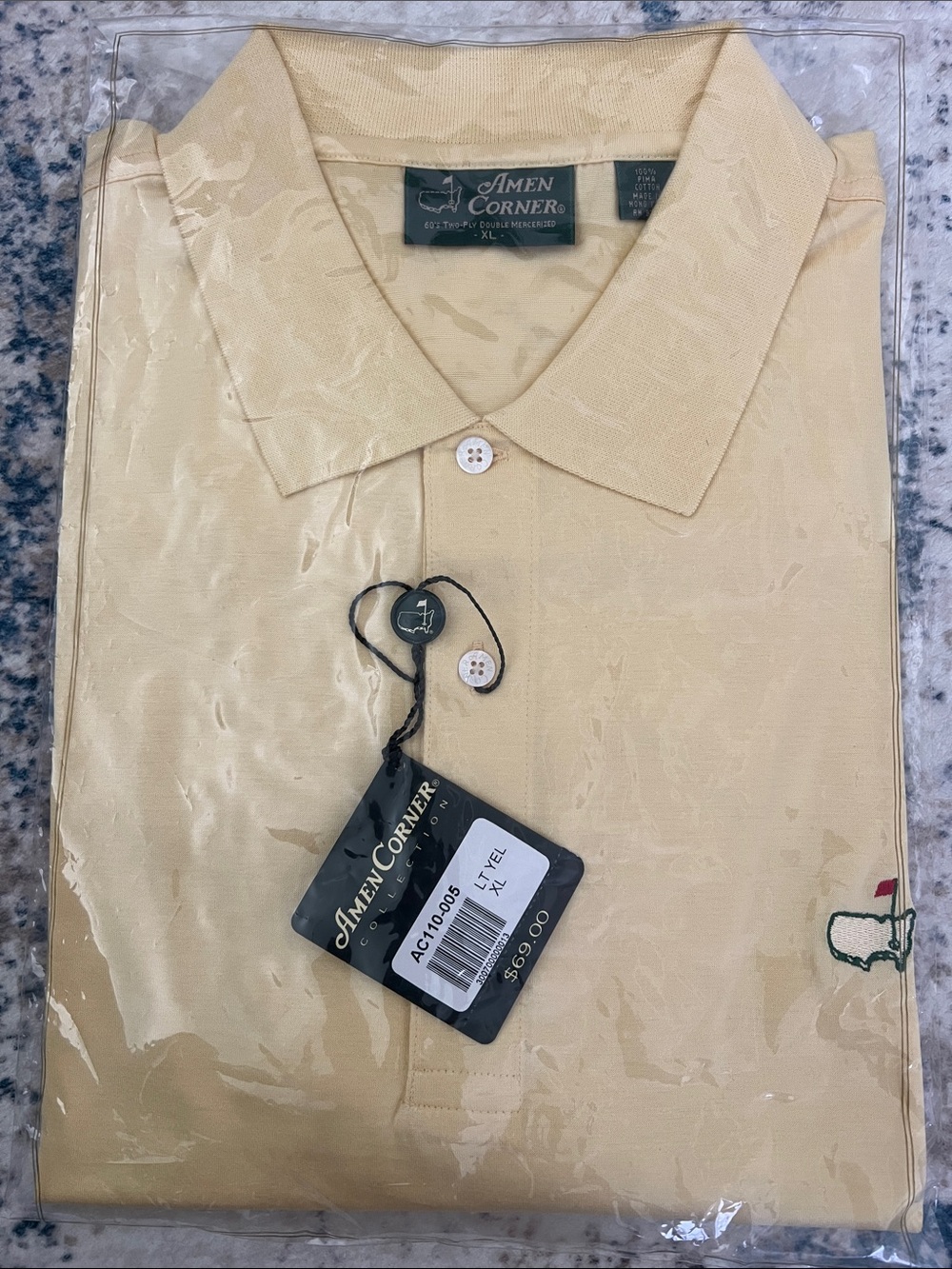 Amen Corner Men’s Polo Shirt in Pale Yellow